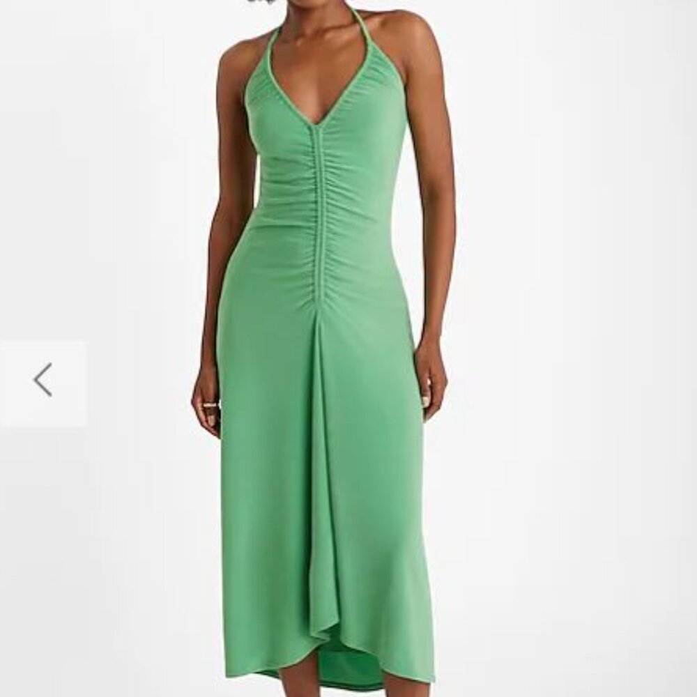 Halter V-Neck Sleevless Midi Dress